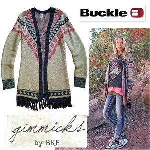 NEW! GIMMICKS BKE BUCKLE Flyaway Fringe Cardigan Sweater Medium